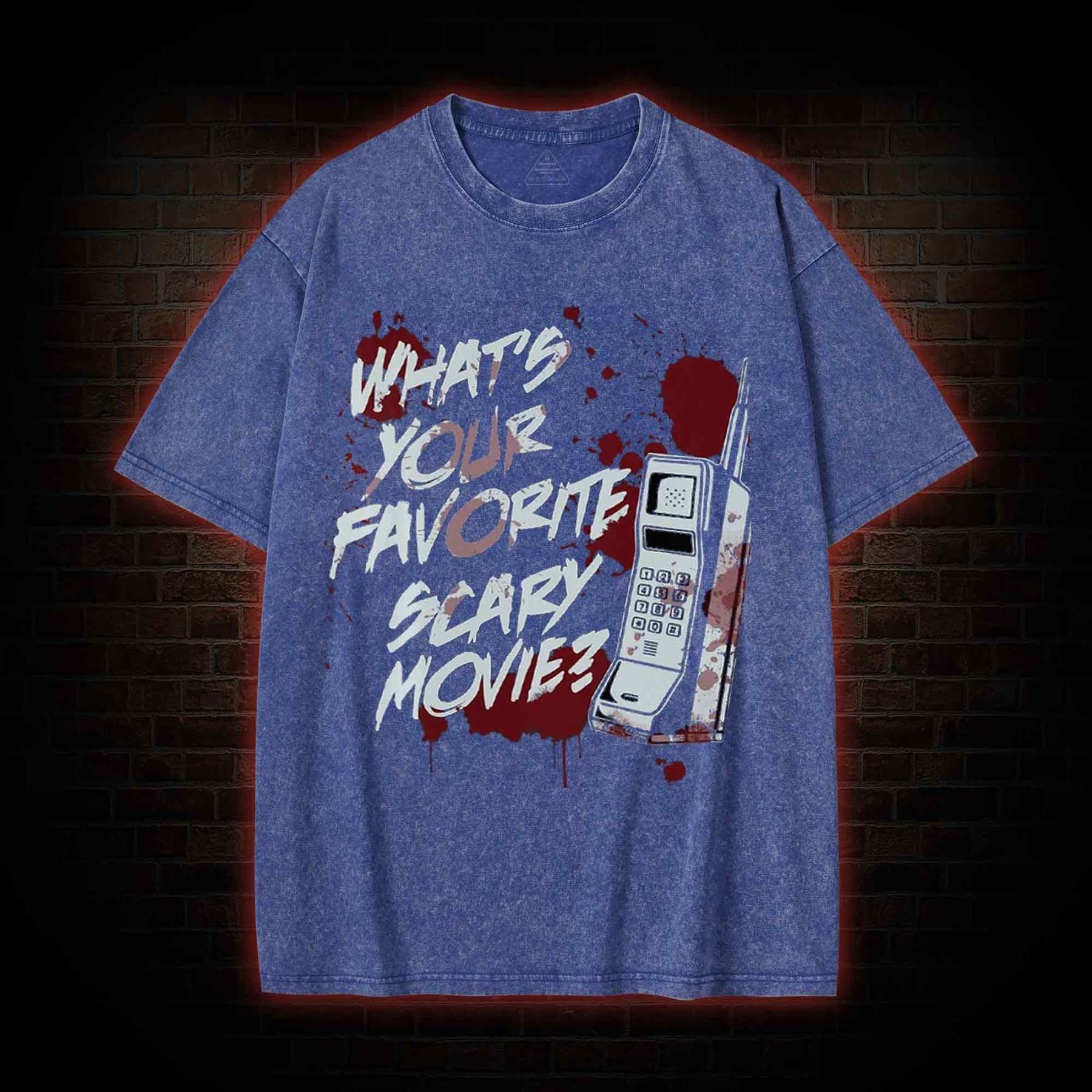 5624 Whats Your Favorite Scary Movie Washed T-shirt