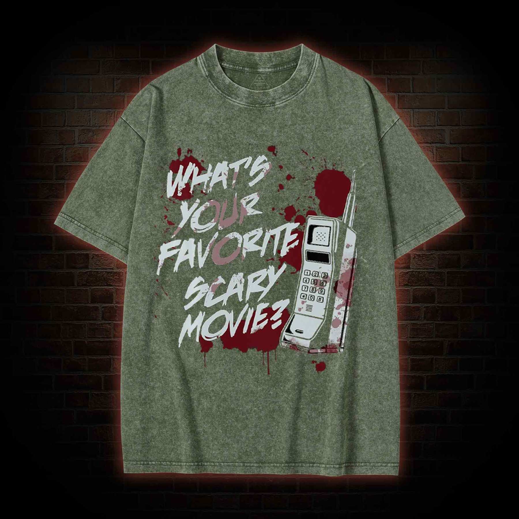 5624 Whats Your Favorite Scary Movie Washed T-shirt