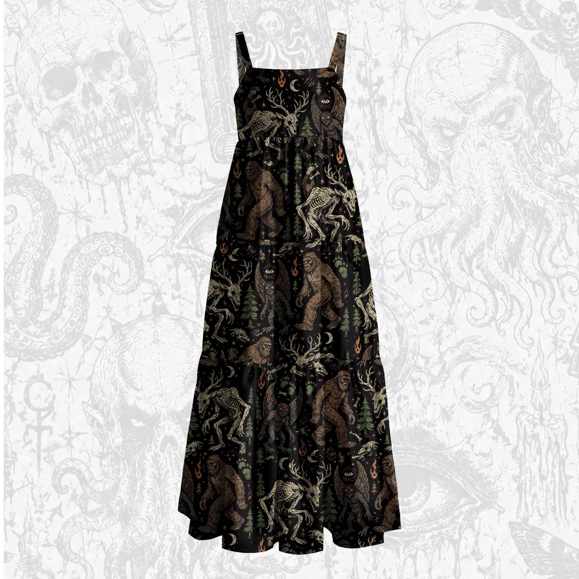 Midnight Cryptids Wide Straps Maxi Dress