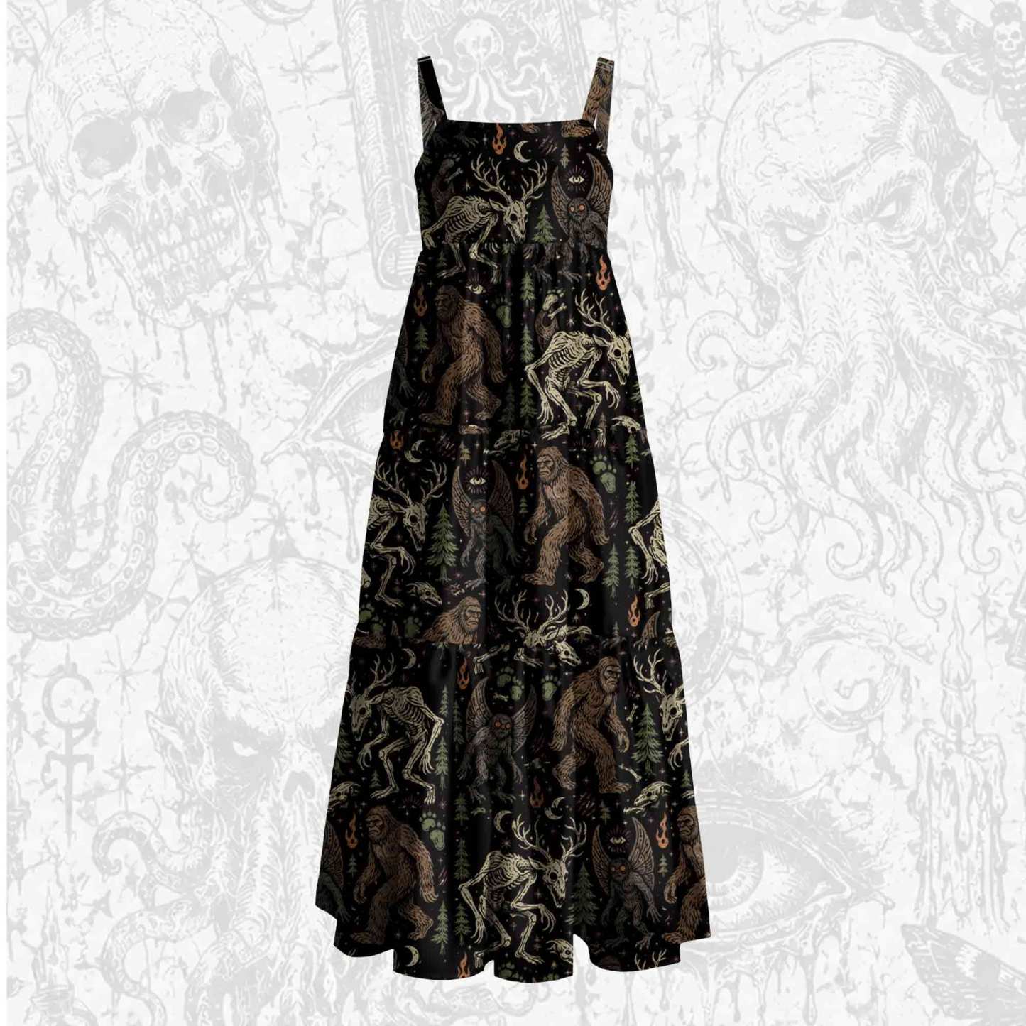 Midnight Cryptids Wide Straps Maxi Dress