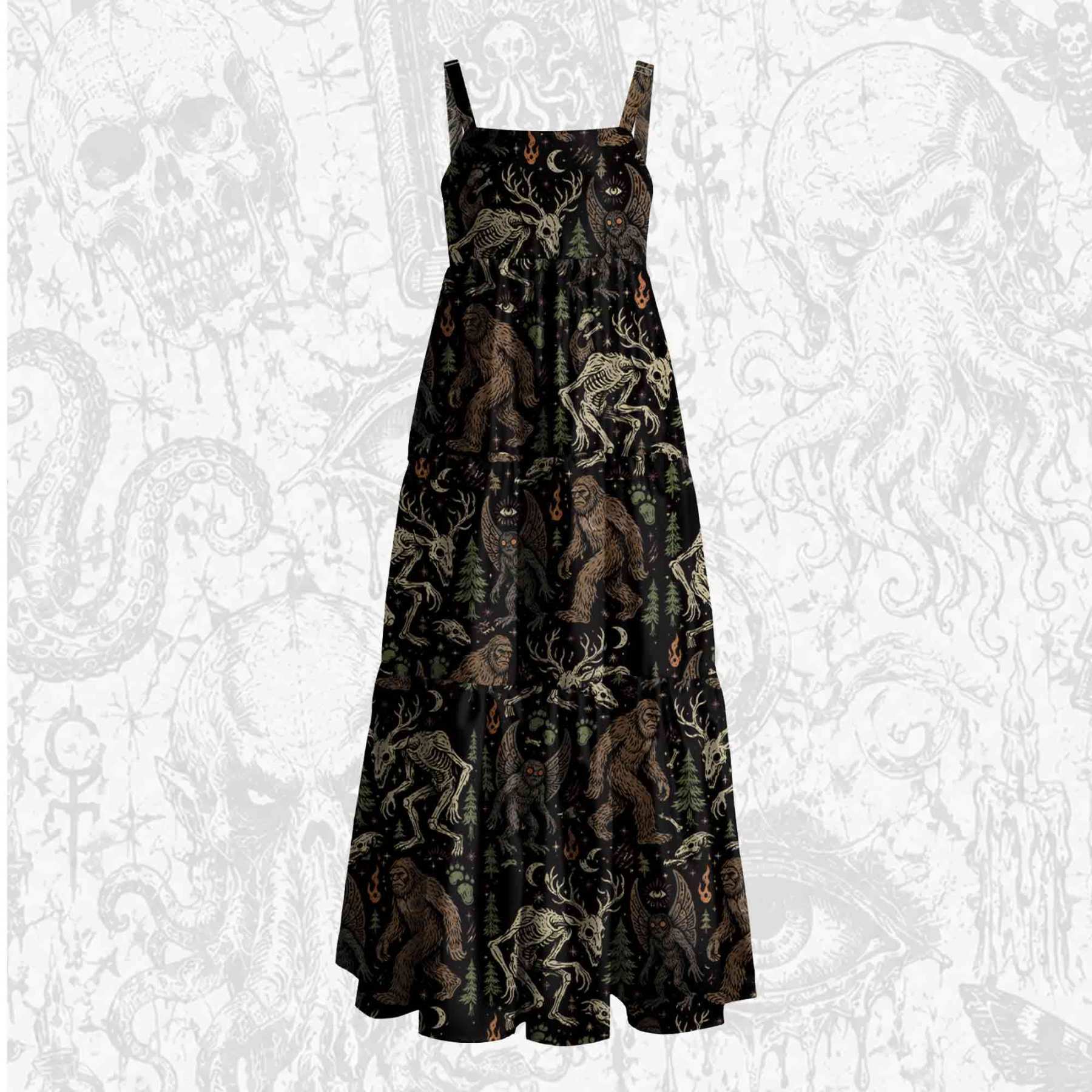 Midnight Cryptids Wide Straps Maxi Dress