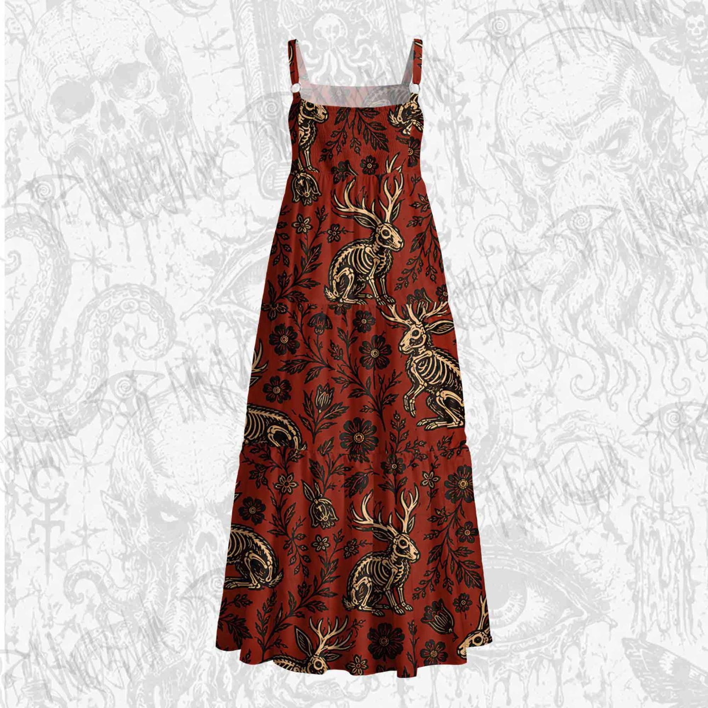 Jacklope and Flower Wide Straps Maxi Dress
