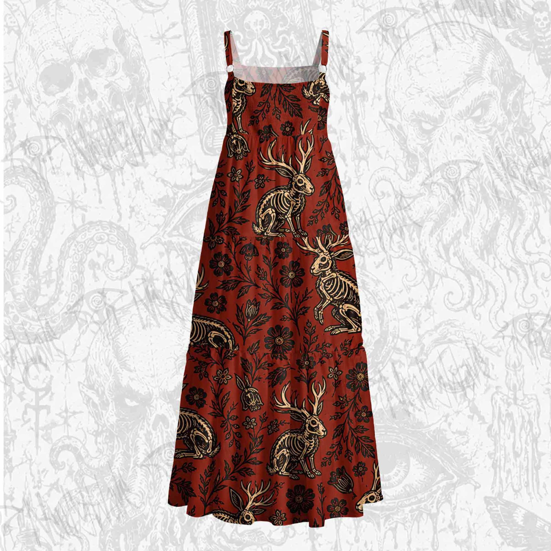 Jacklope and Flower Wide Straps Maxi Dress