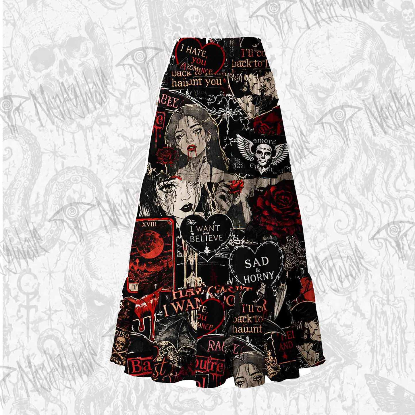 Vintage Stay Spooky Tiered Skirt
