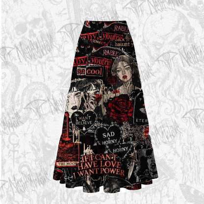 Vintage Stay Spooky Tiered Skirt