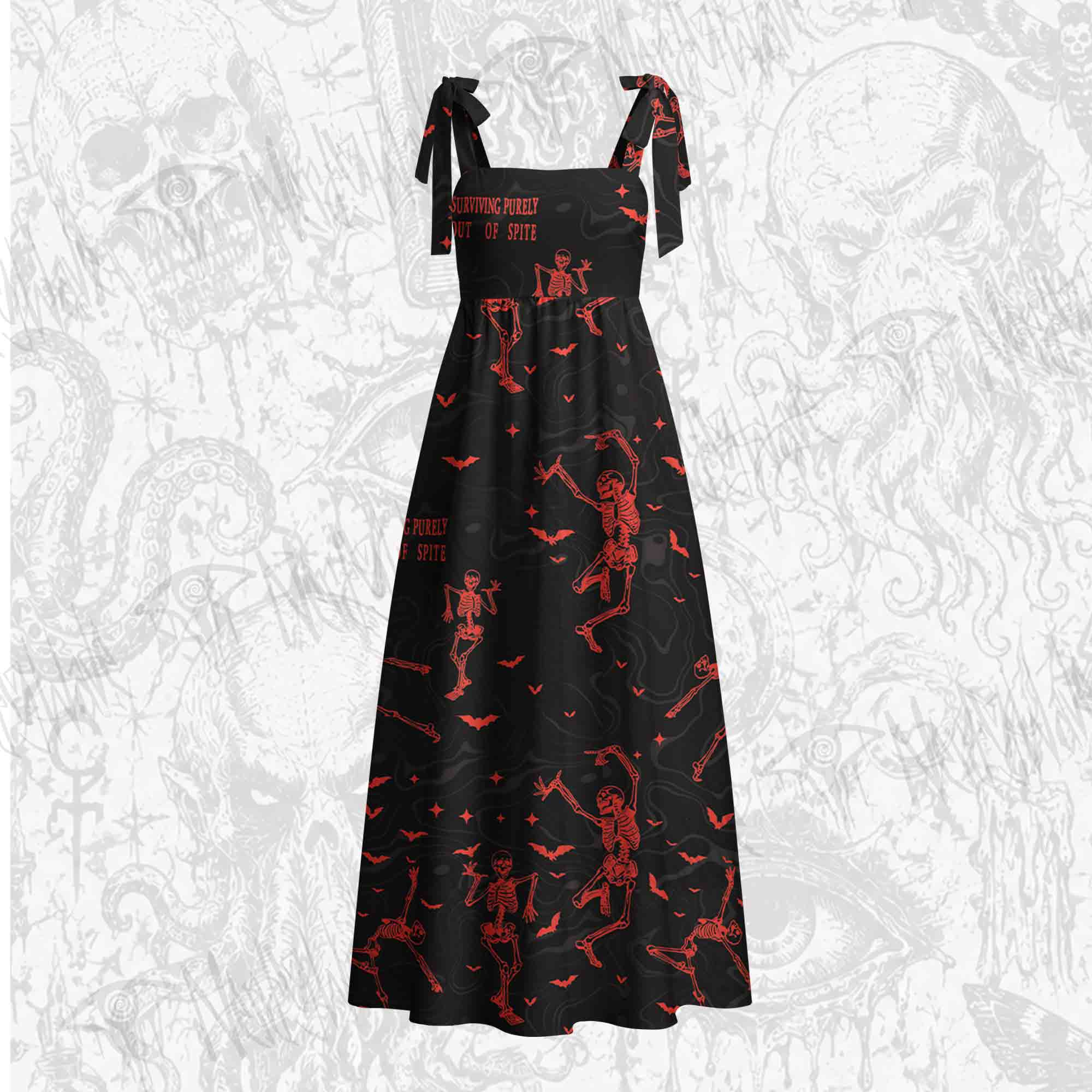 Surviving Purely Out of Spite Tie Shoulder Maxi Dress
