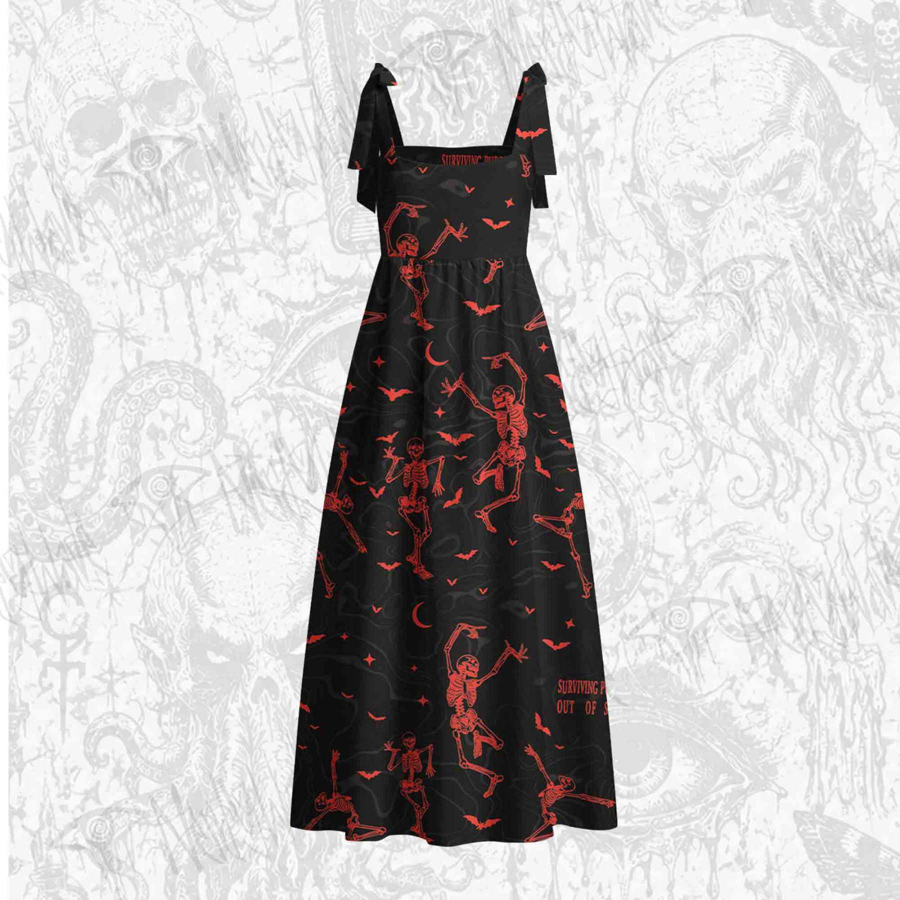 Surviving Purely Out of Spite Tie Shoulder Maxi Dress