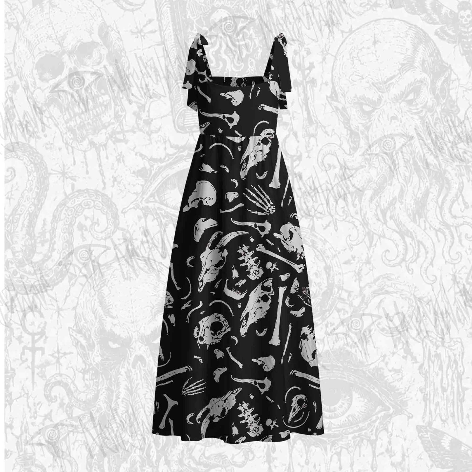 Dinosaur Fossils Tie Shoulder Maxi Dress