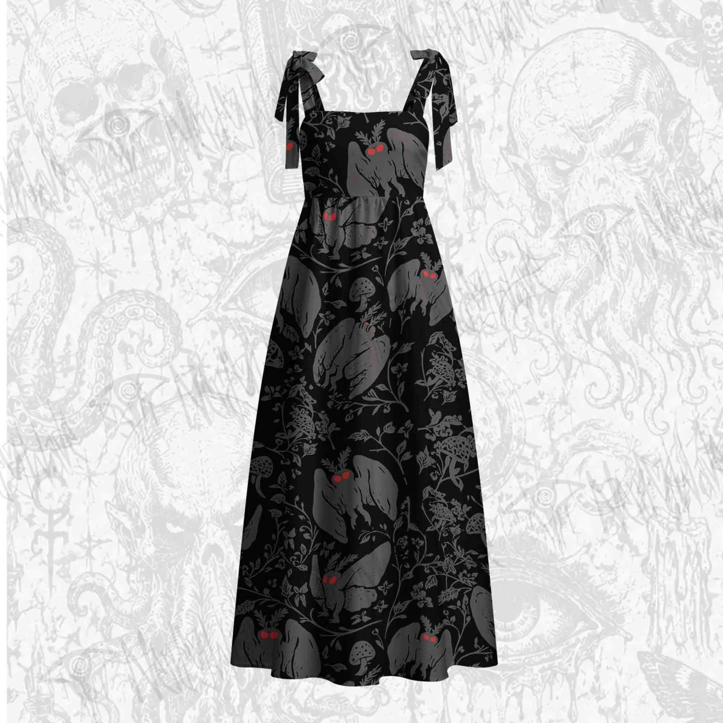 Mothman in the Jungle Tie Shoulder Maxi Dress