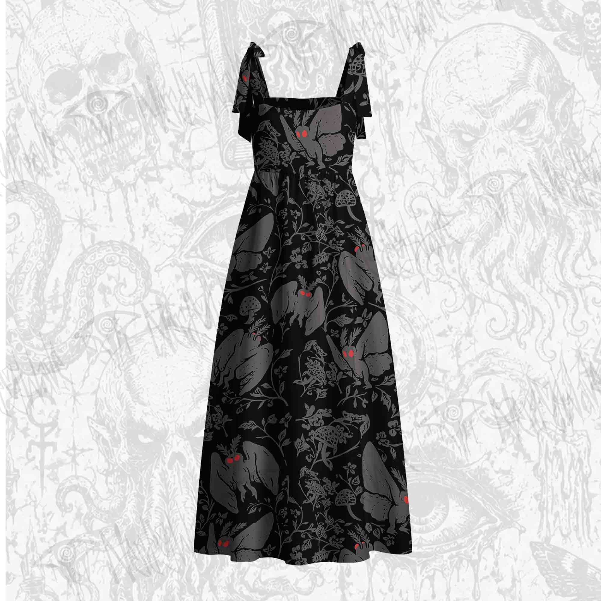 Mothman in the Jungle Tie Shoulder Maxi Dress