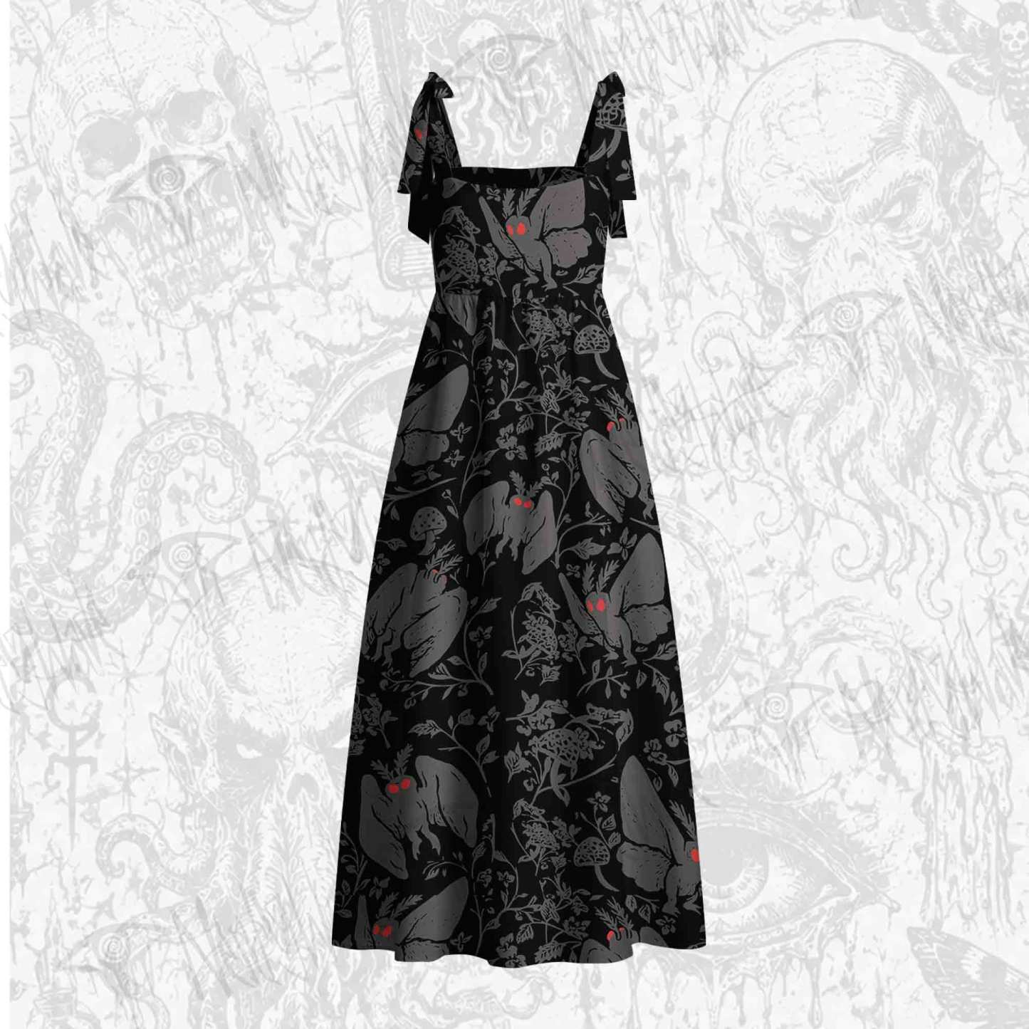 Mothman in the Jungle Tie Shoulder Maxi Dress