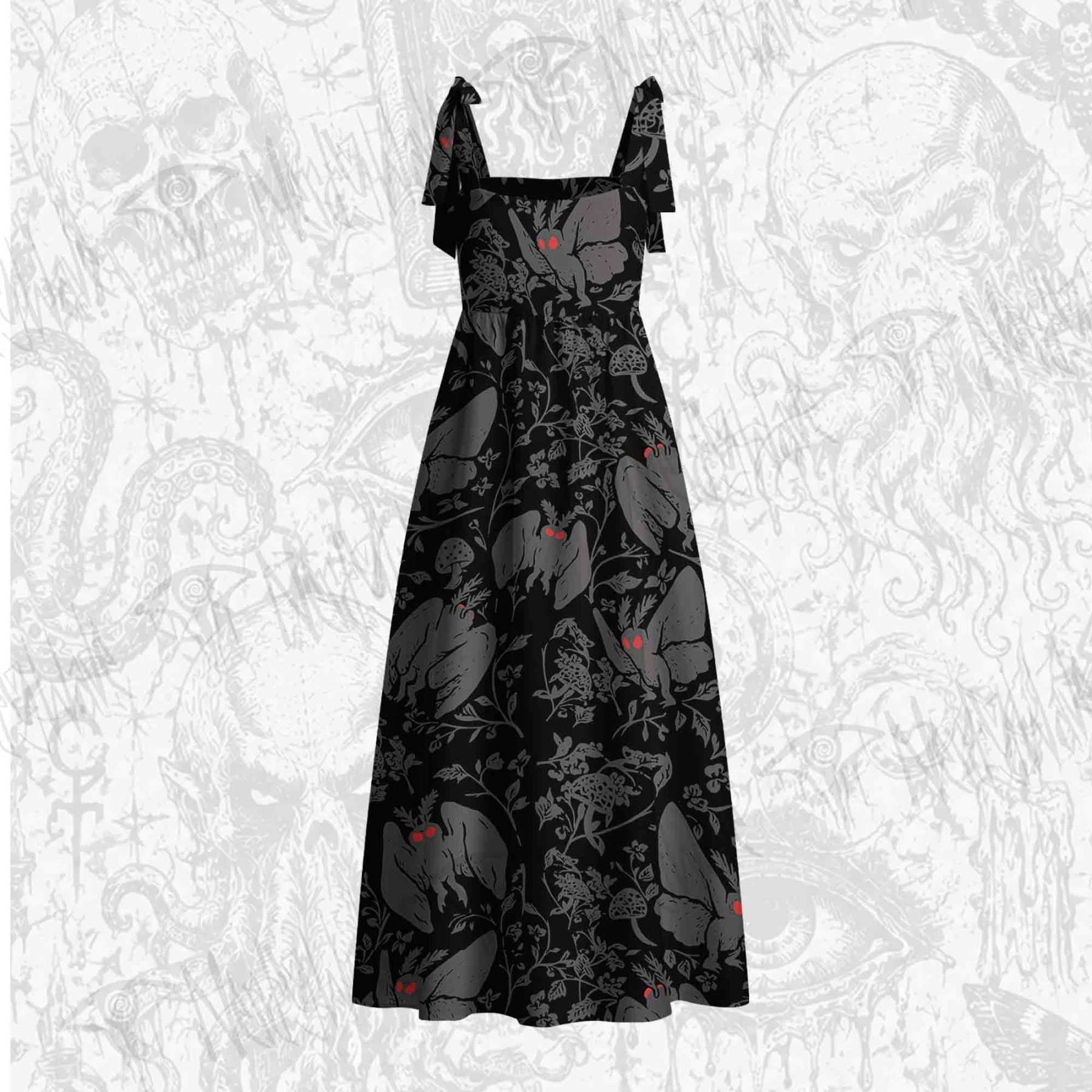 Mothman in the Jungle Tie Shoulder Maxi Dress