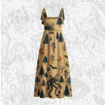 Wendigo in the Forest Tie Shoulder Maxi Dress