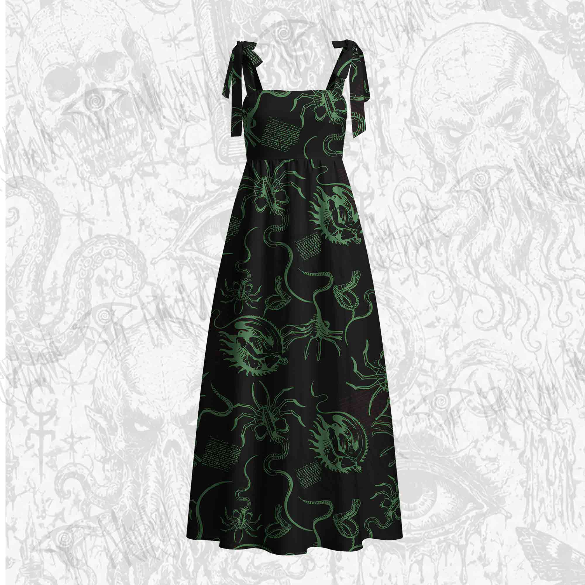 Alien Delivery Guy Tie Shoulder Maxi Dress
