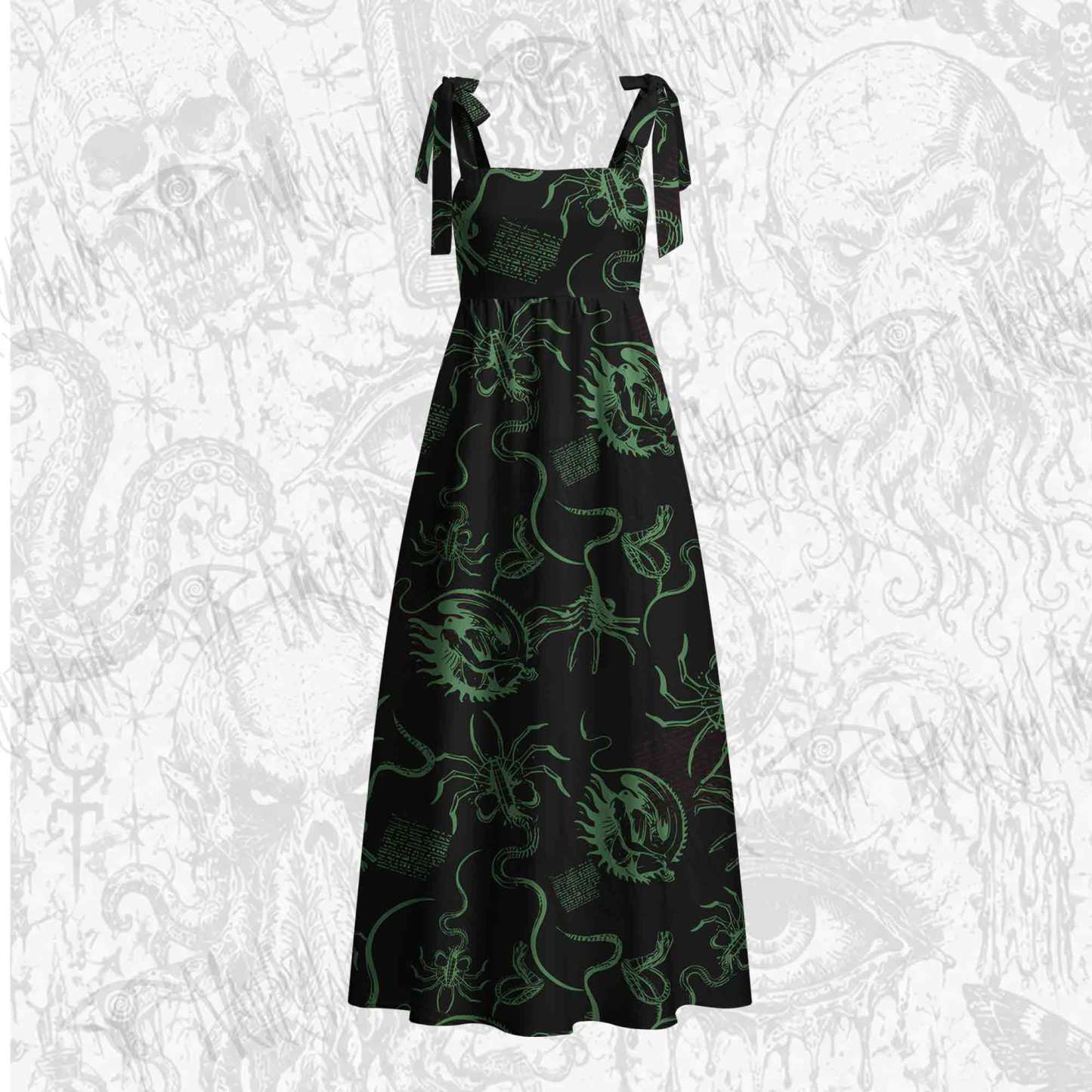 Alien Delivery Guy Tie Shoulder Maxi Dress