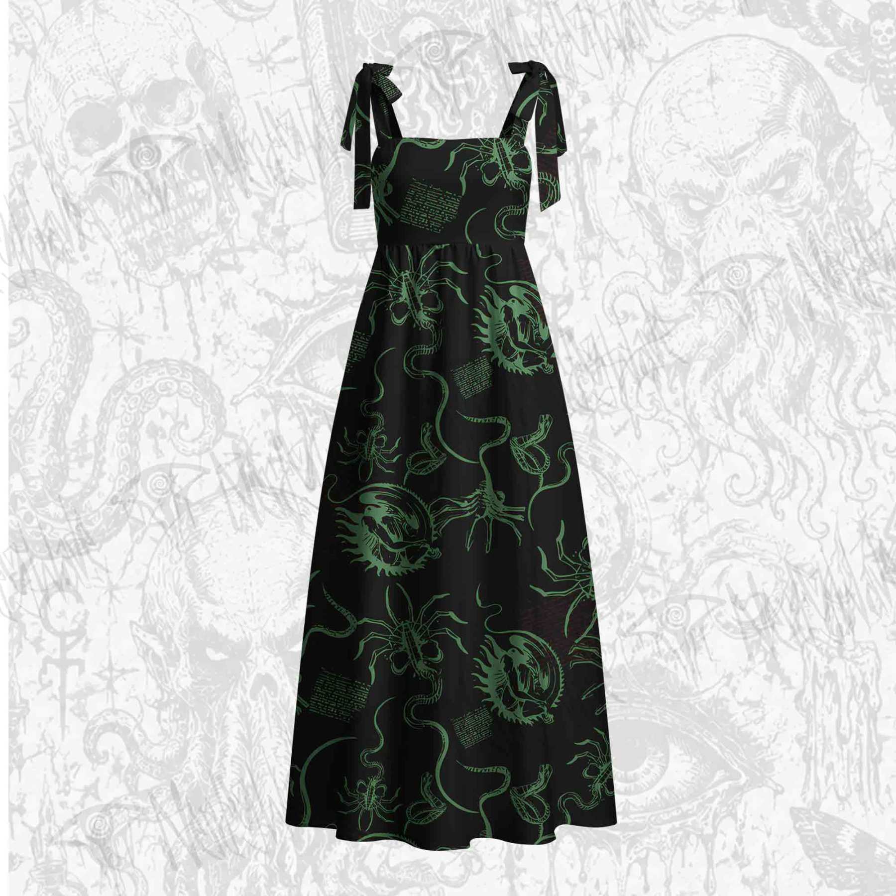 Alien Delivery Guy Tie Shoulder Maxi Dress