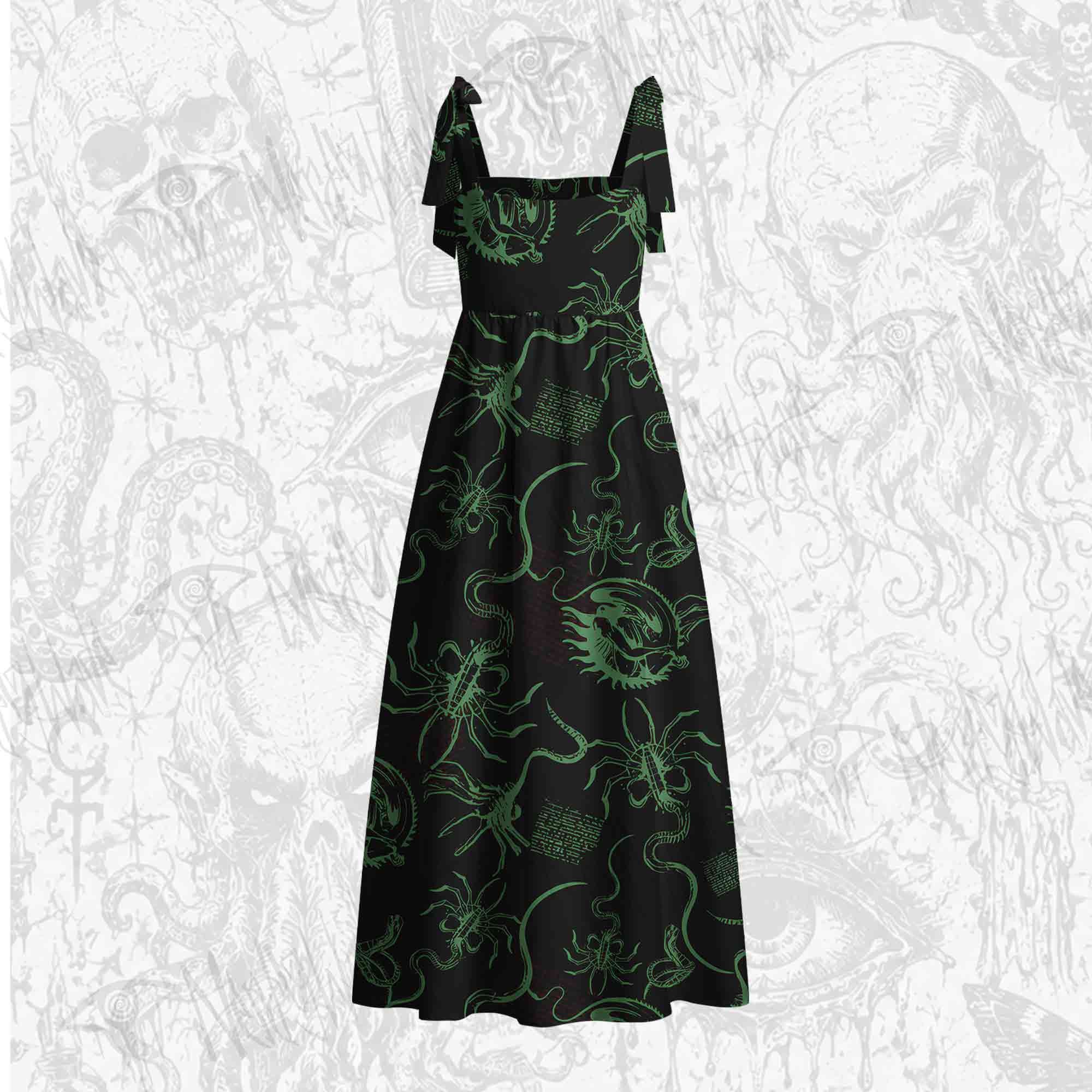 Alien Delivery Guy Tie Shoulder Maxi Dress