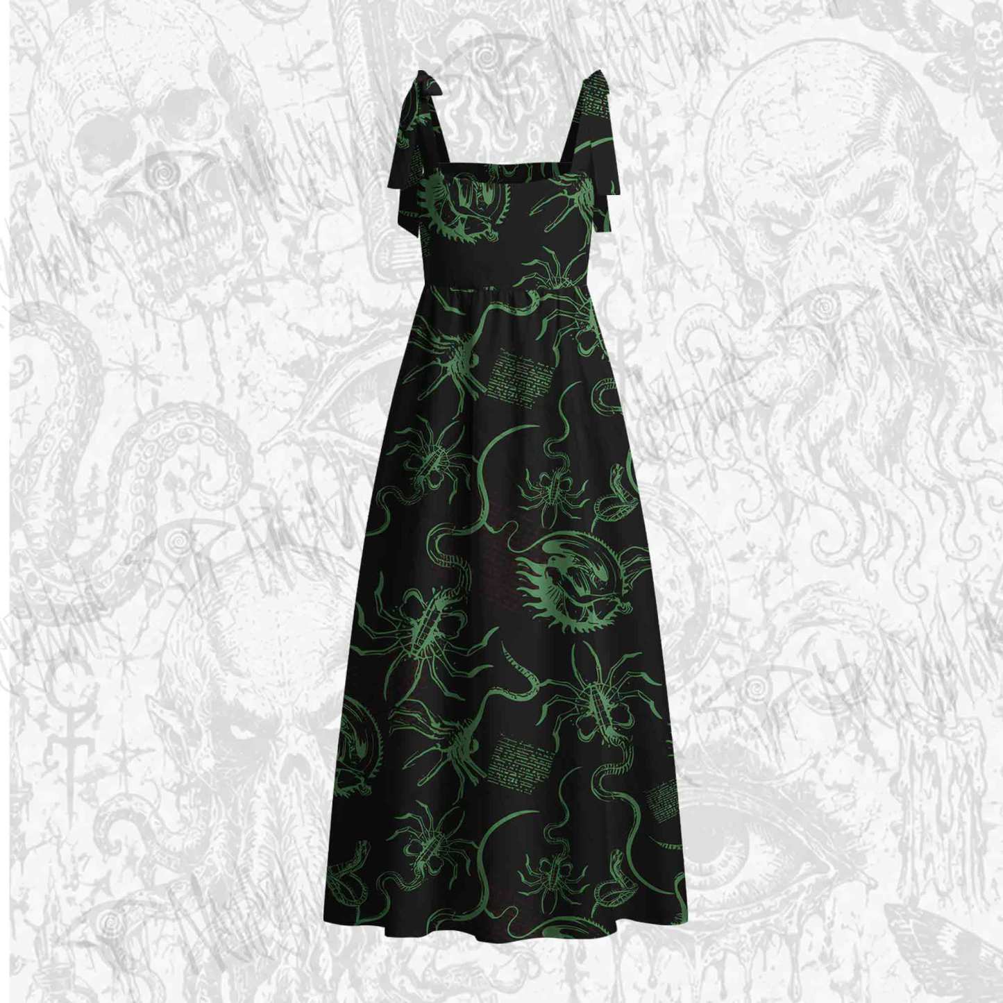 Alien Delivery Guy Tie Shoulder Maxi Dress