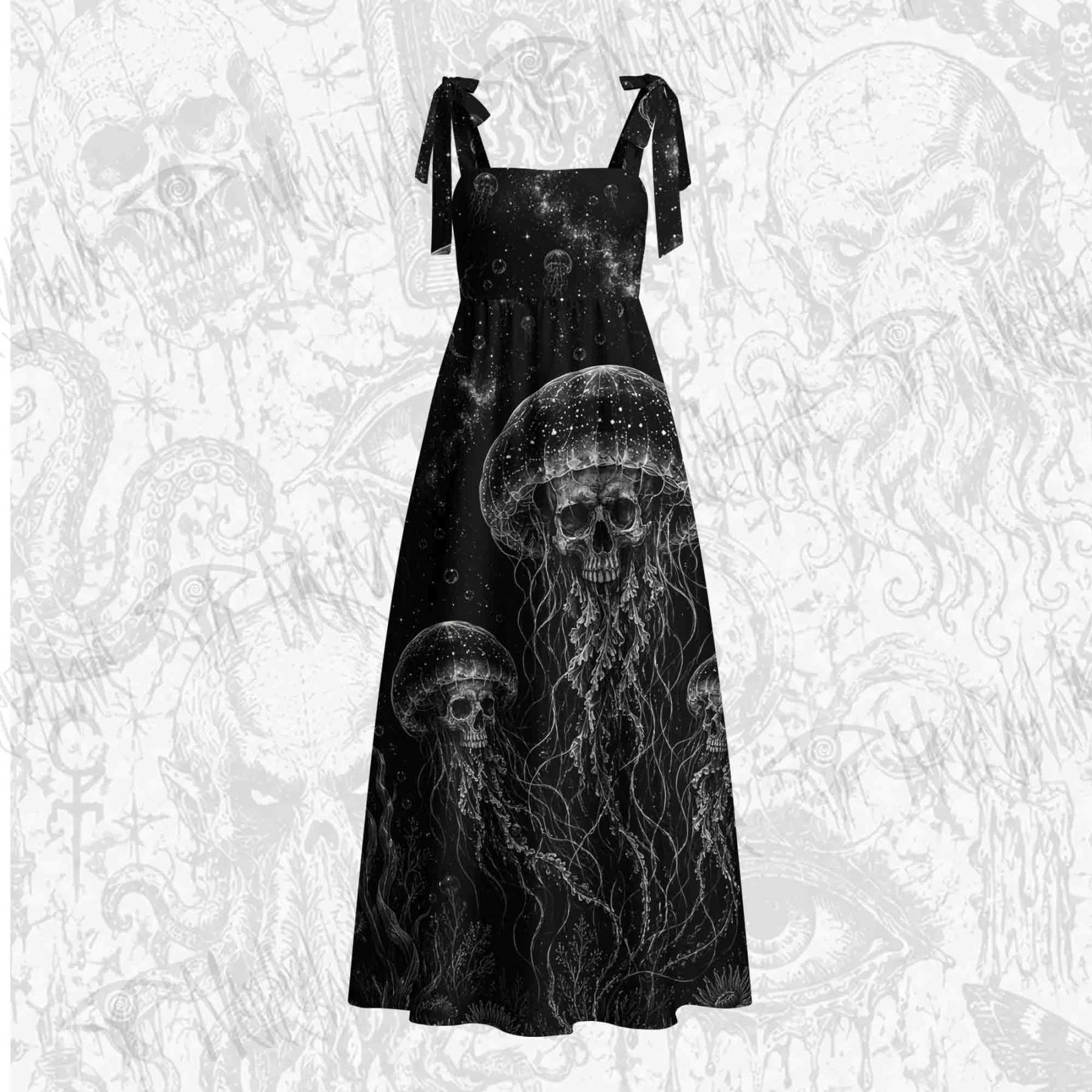 Mythical Creatures Tie Shoulder Maxi Dress