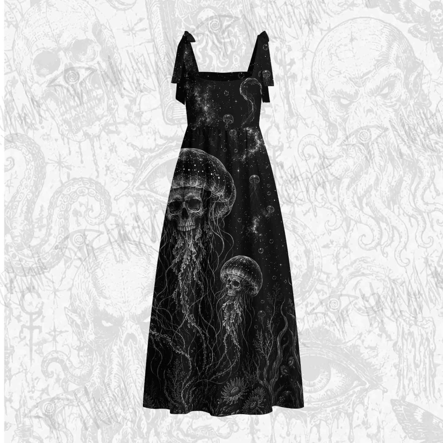 Mythical Creatures Tie Shoulder Maxi Dress