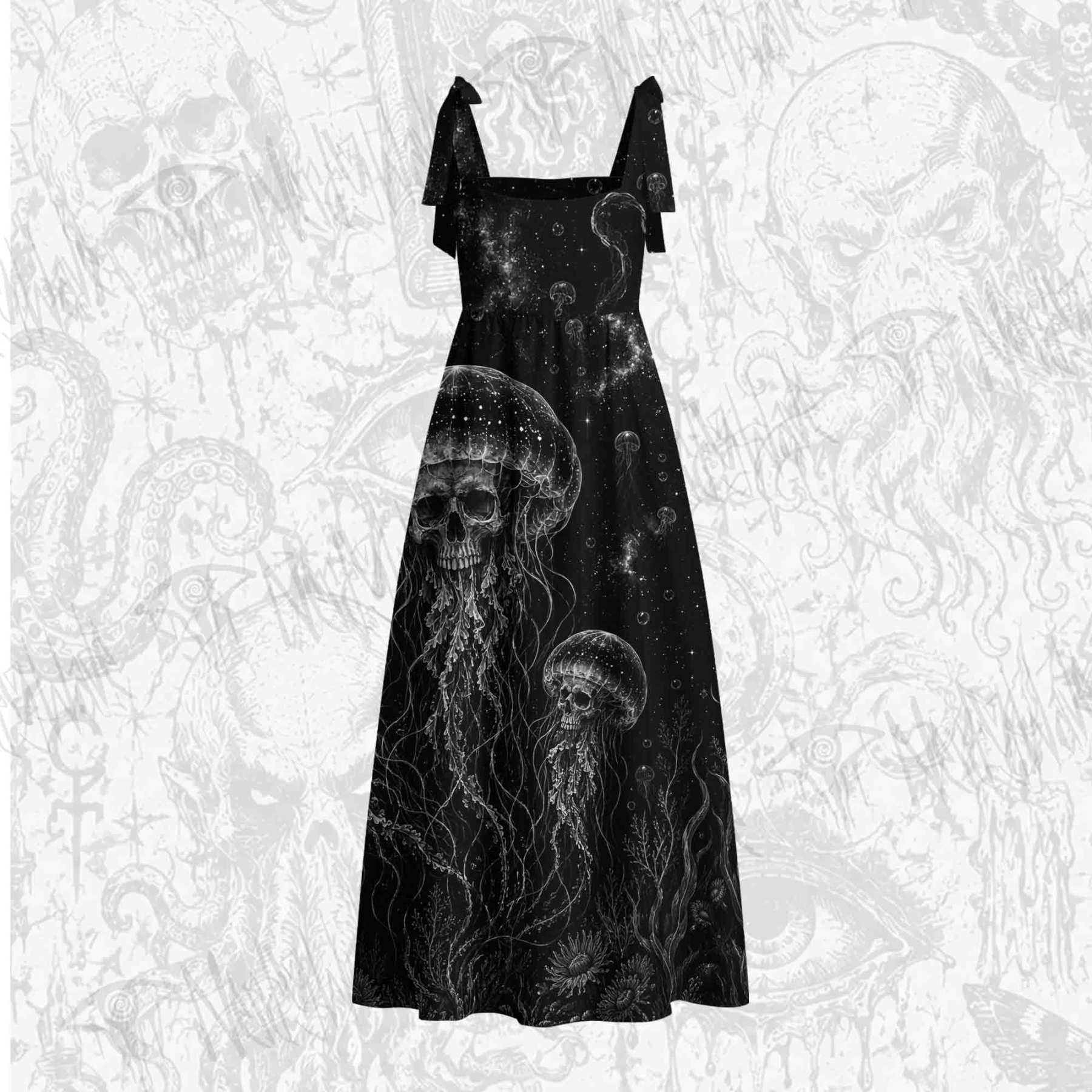 Mythical Creatures Tie Shoulder Maxi Dress