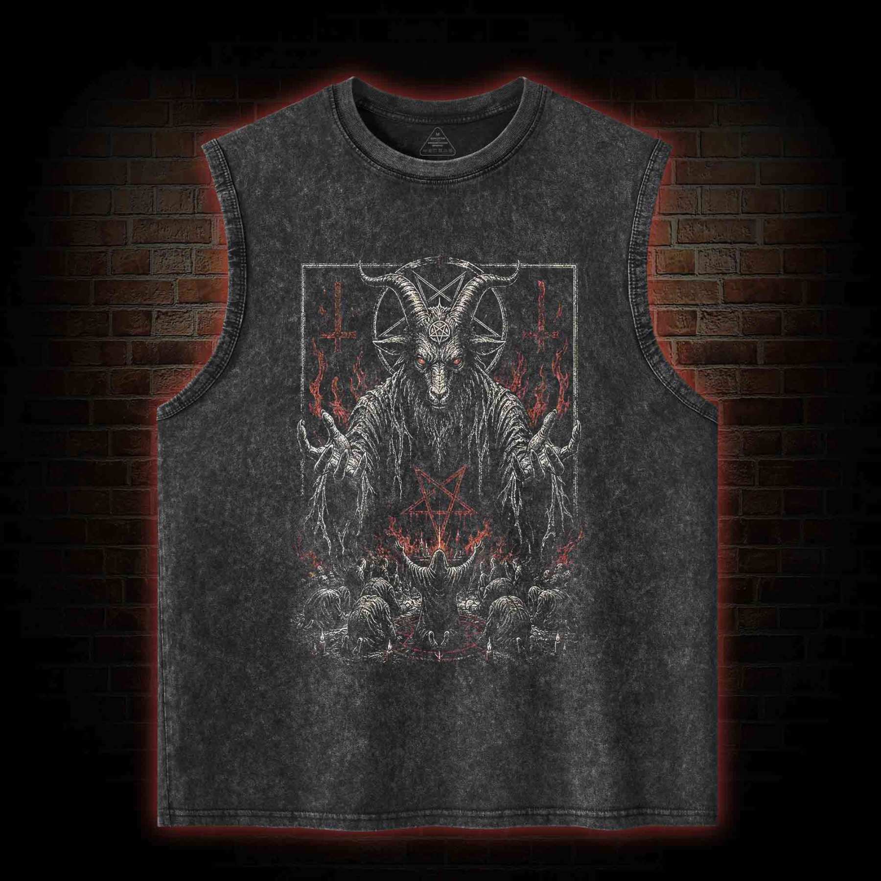 Baphomet Aesthetic Washed Washed Tank Top