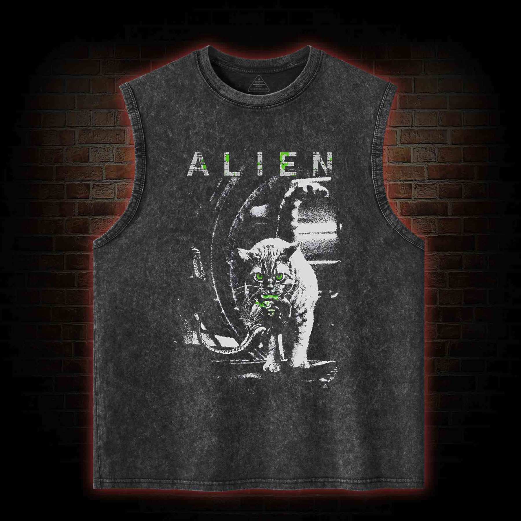 Alien Cat Washed Tank Top