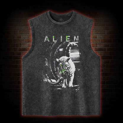 Alien Cat Washed Tank Top