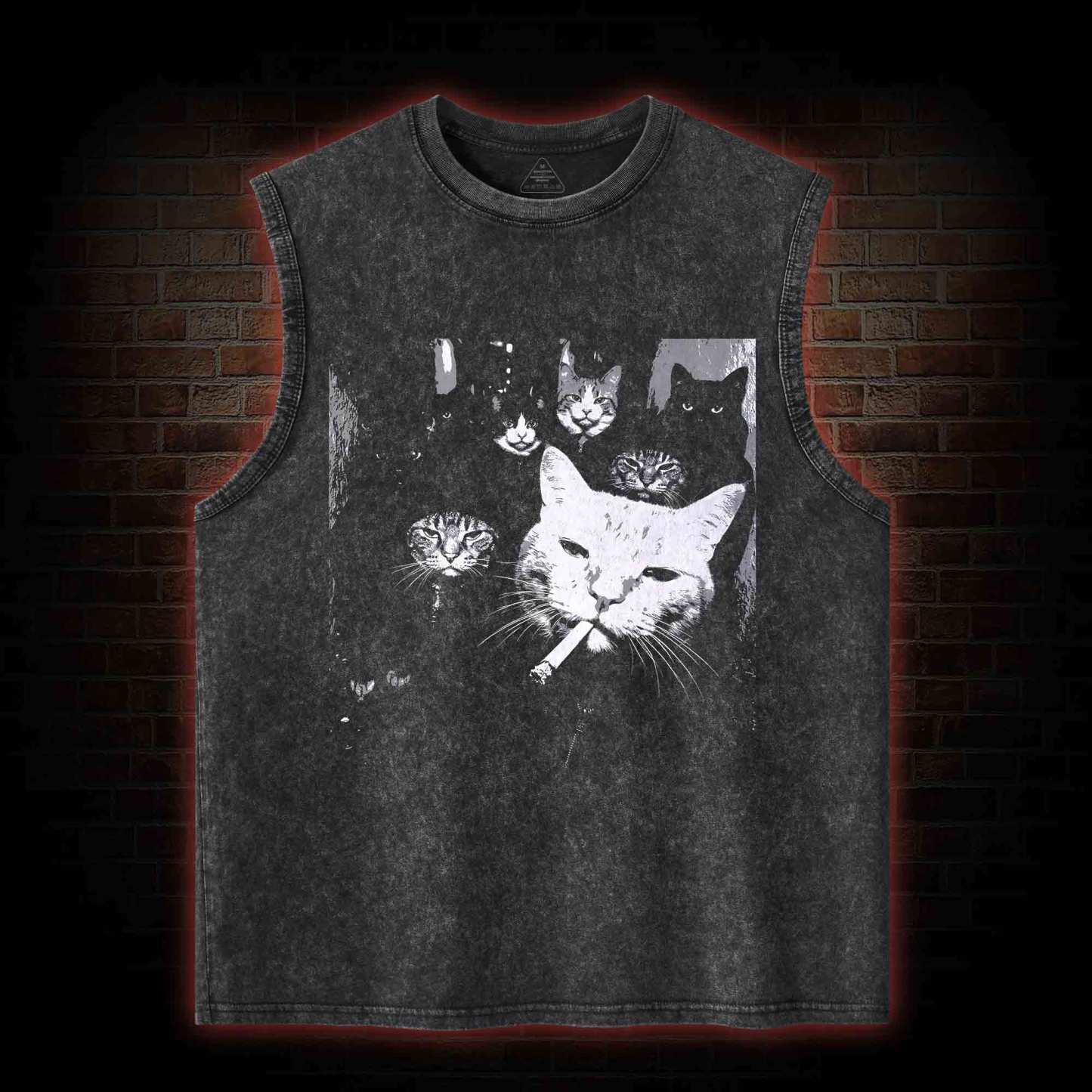 Gangster Cat Washed Tank Top