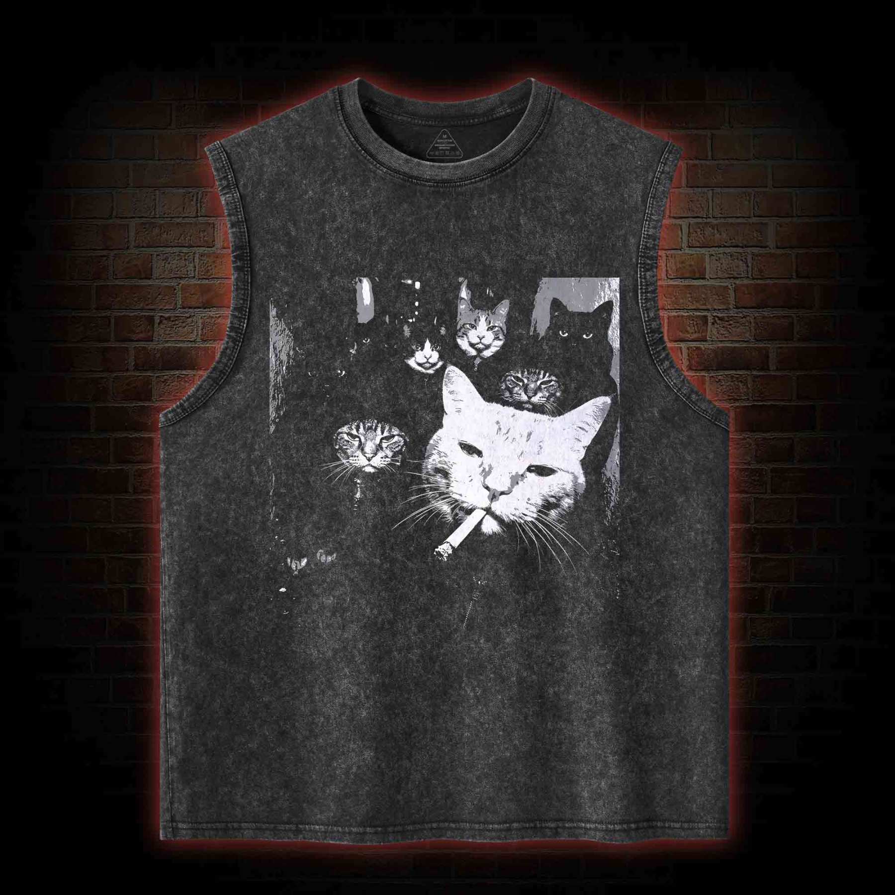 Gangster Cat Washed Tank Top