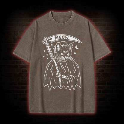 Death Meow Washed T-shirt