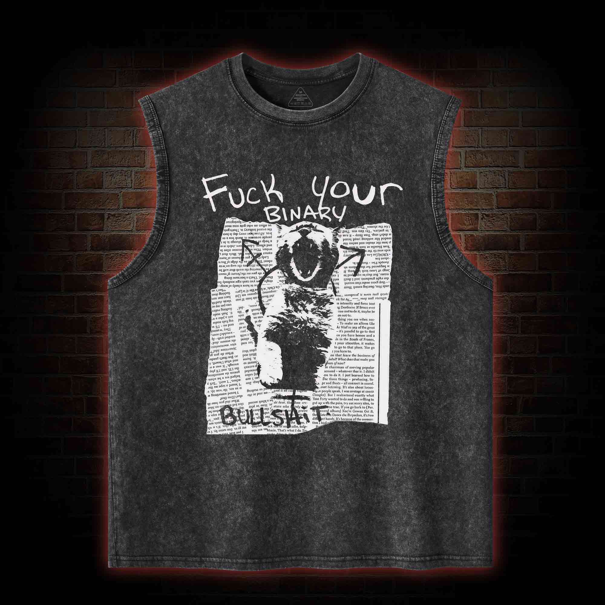 Fuck Your Binary Washed Tank Top