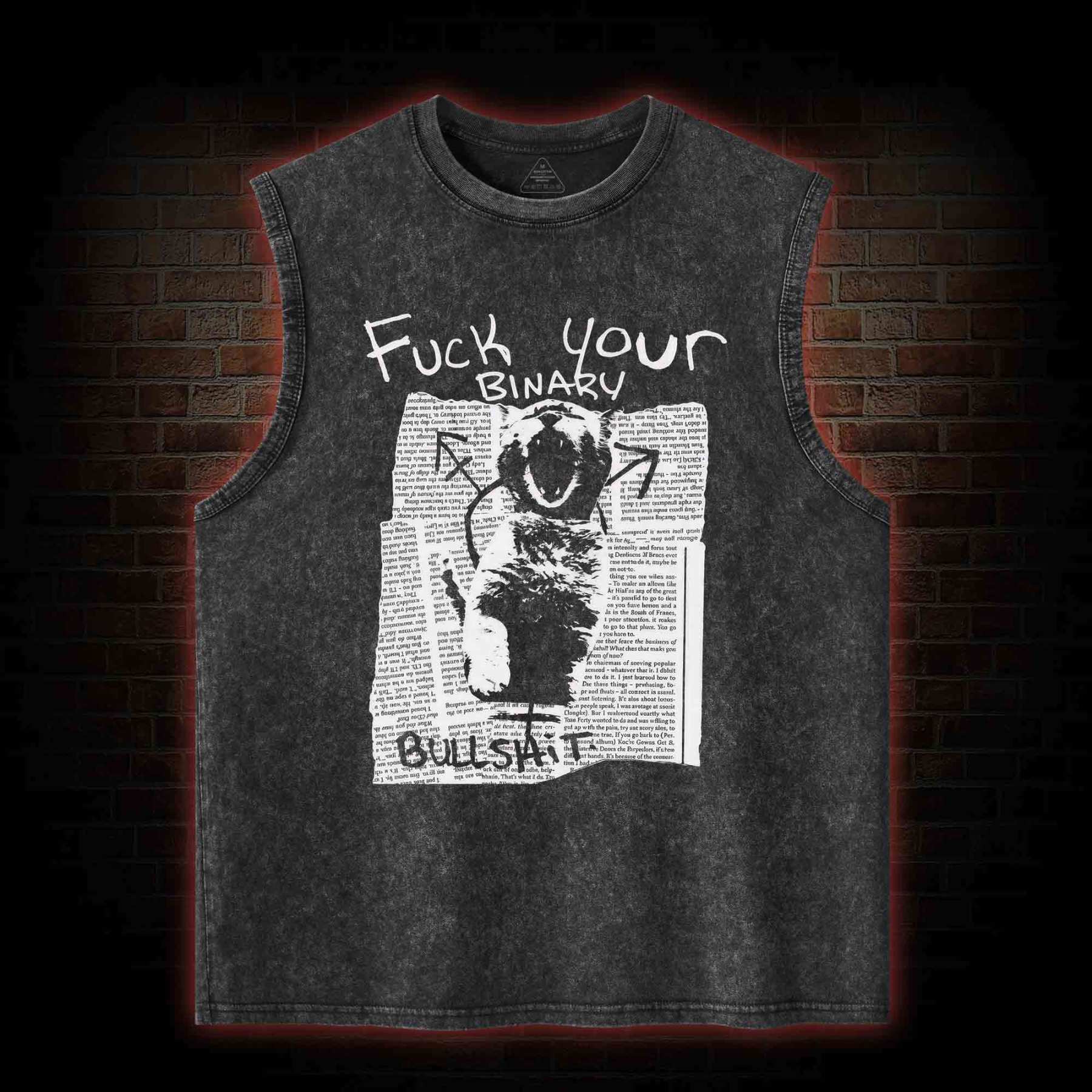 Fuck Your Binary Washed Tank Top