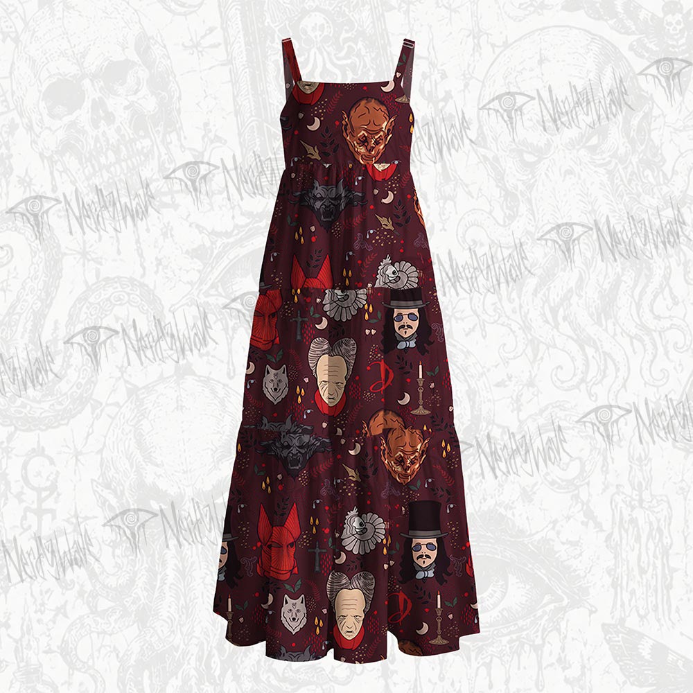 237Witchy Lunar Serpent Wildflower Wide Straps Maxi Dress