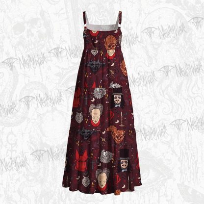 237Witchy Lunar Serpent Wildflower Wide Straps Maxi Dress
