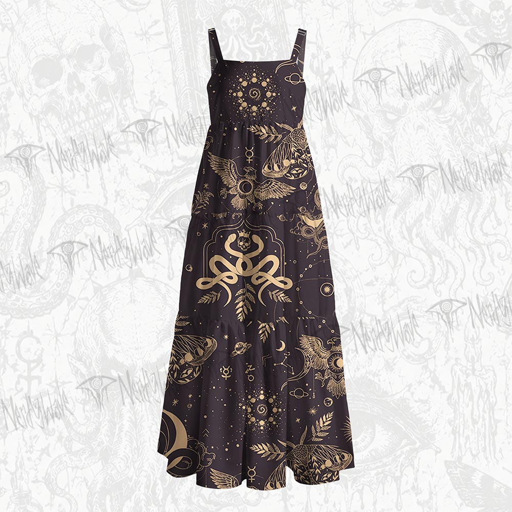 243Witchy Lunar Serpent Wildflower Wide Straps Maxi Dress