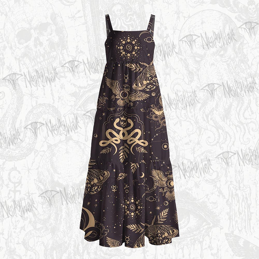 243Witchy Lunar Serpent Wildflower Wide Straps Maxi Dress