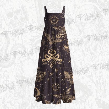 243Witchy Lunar Serpent Wildflower Wide Straps Maxi Dress