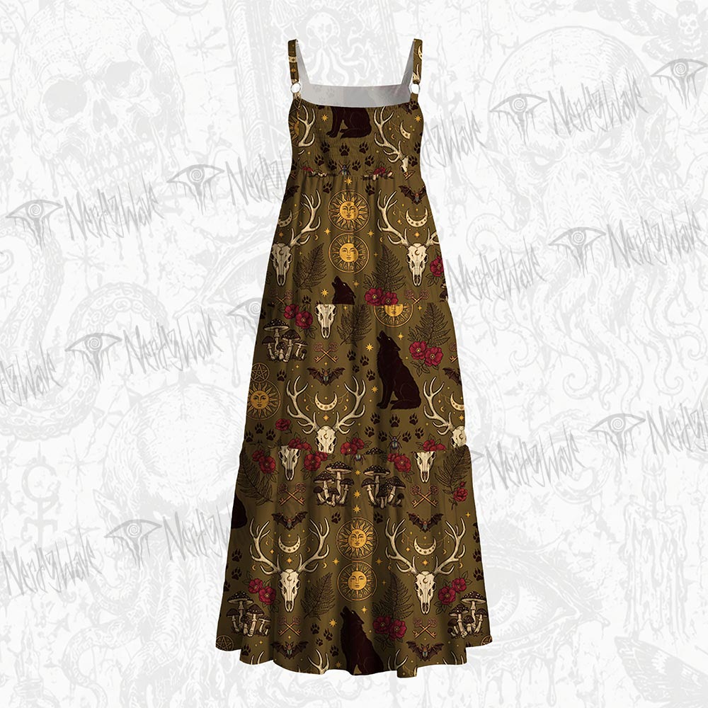 246Witchy Lunar Serpent Wildflower Wide Straps Maxi Dress