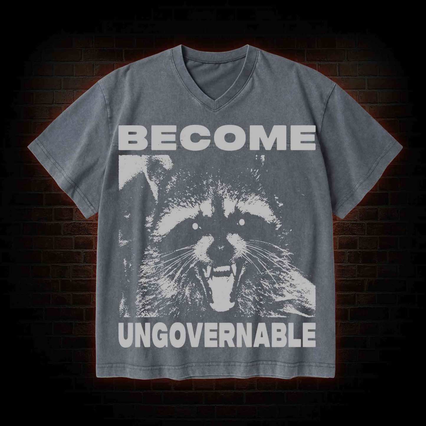 Become Ungovernable V-Neck Streetwear Washed T-shirt