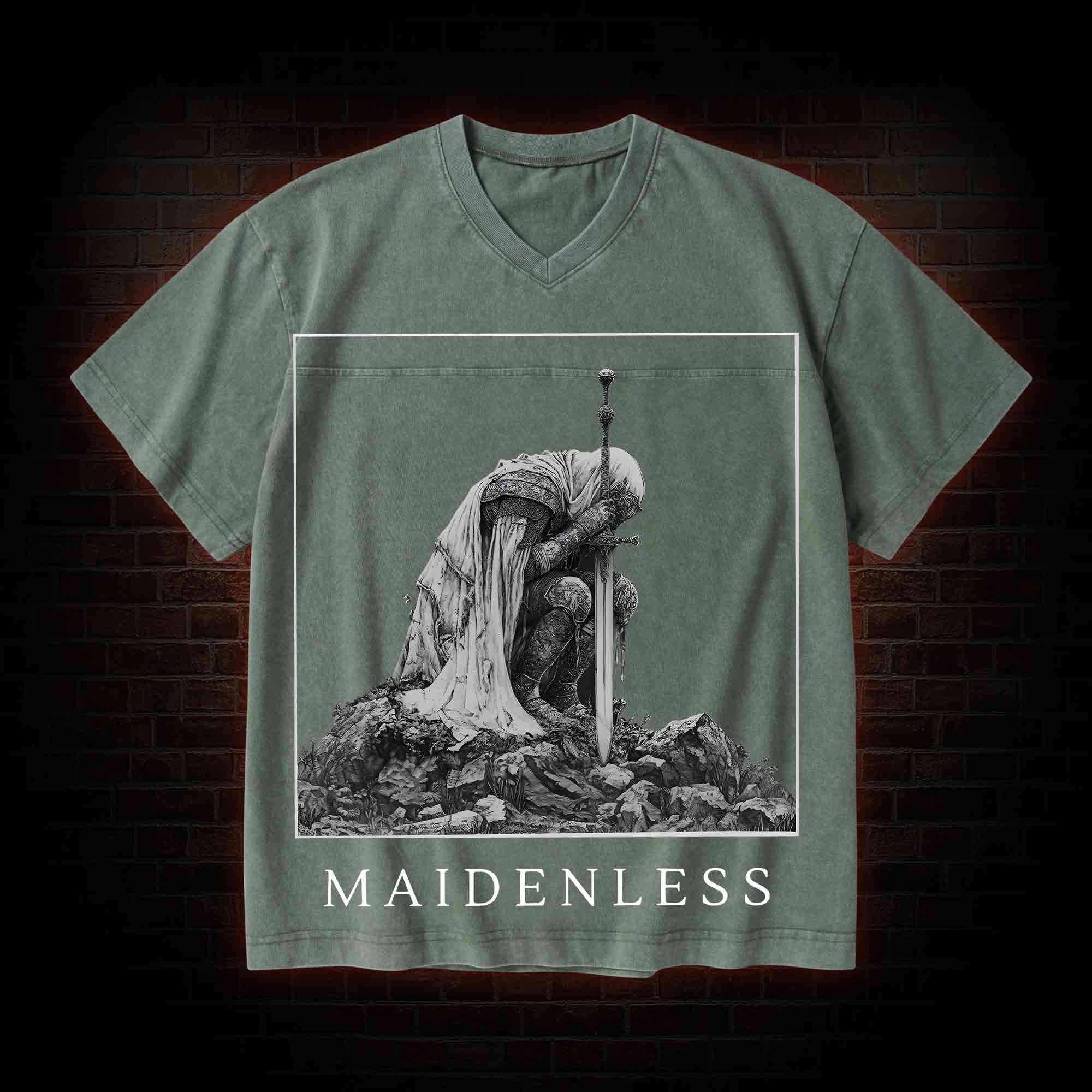 Maidenless V-Neck Streetwear Washed T-shirt