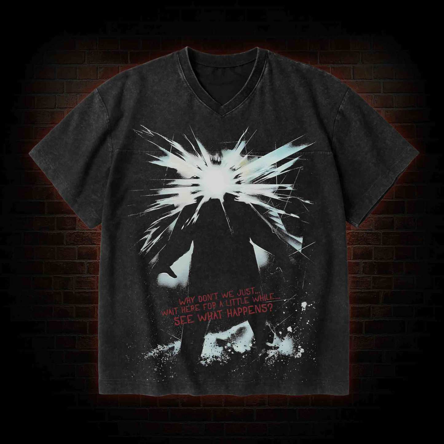Retro The Thing V-Neck Streetwear Washed T-shirt