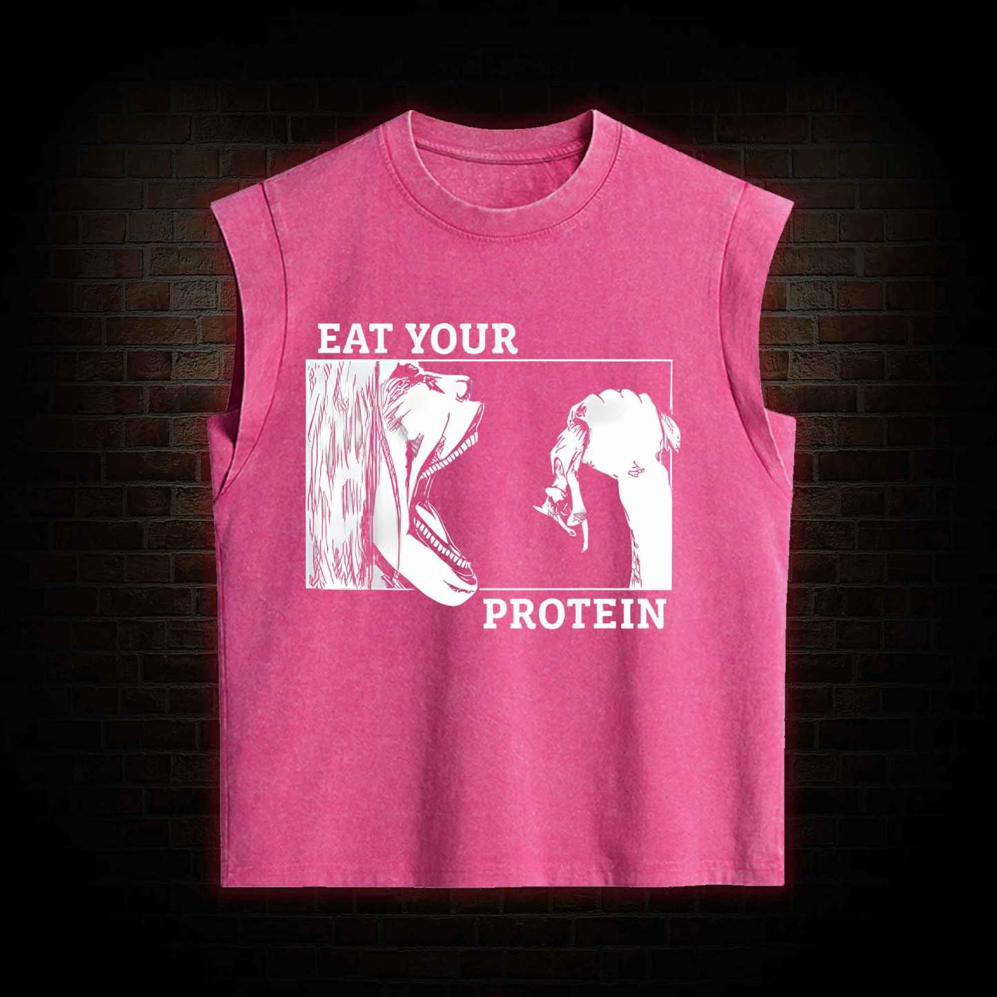 Eat Your Protein Off Shoulder  Women's Washed Tank Top