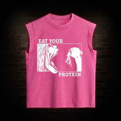 Eat Your Protein Off Shoulder  Women's Washed Tank Top