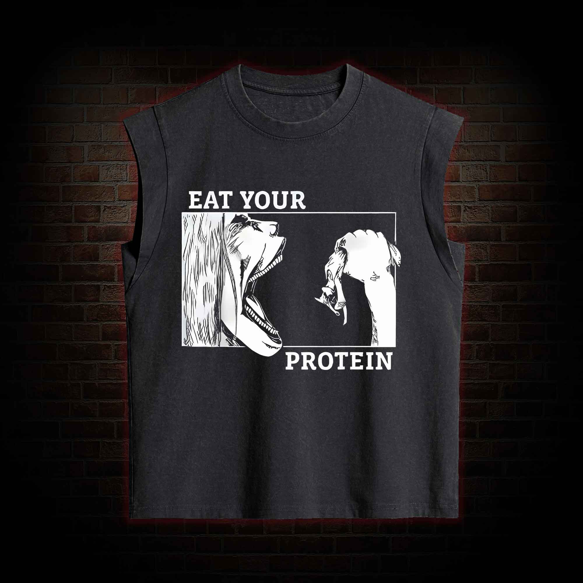Eat Your Protein Off Shoulder  Women's Washed Tank Top