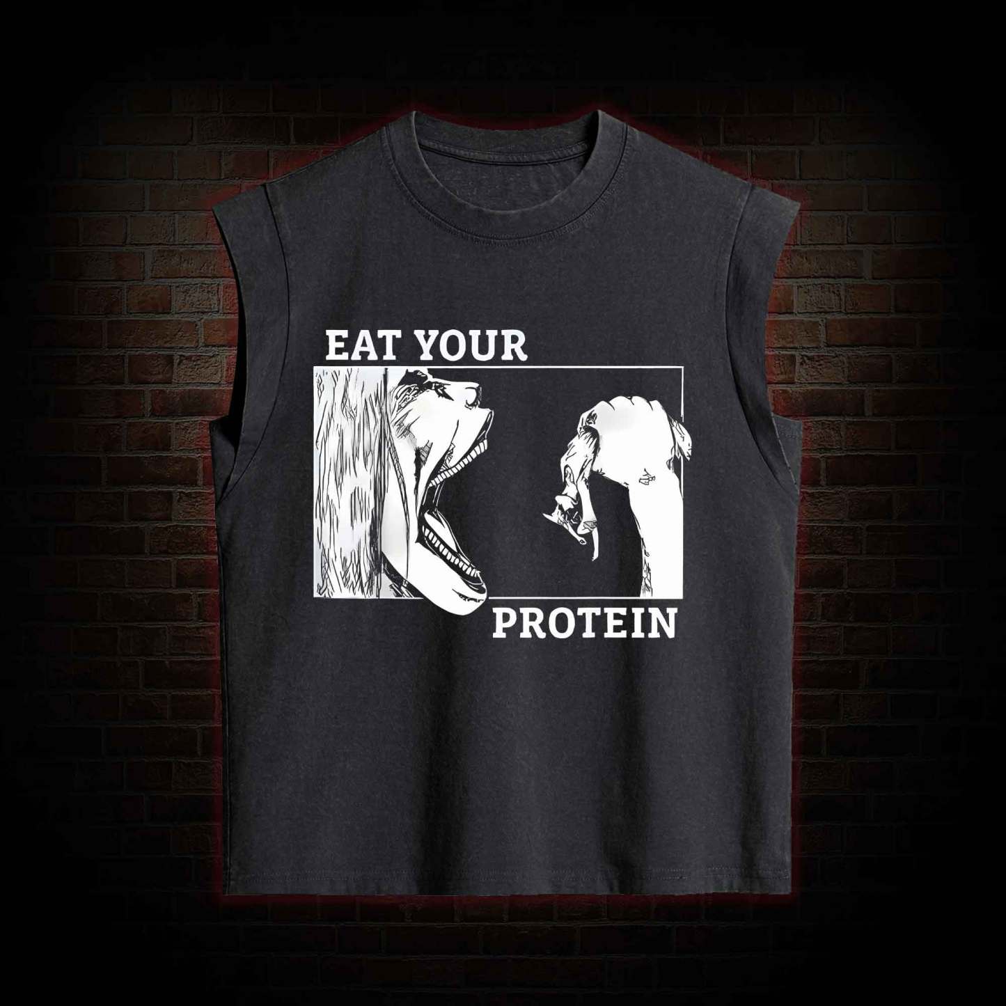 Eat Your Protein Off Shoulder Women's Washed Tank Top
