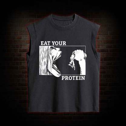 Eat Your Protein Off Shoulder  Women's Washed Tank Top