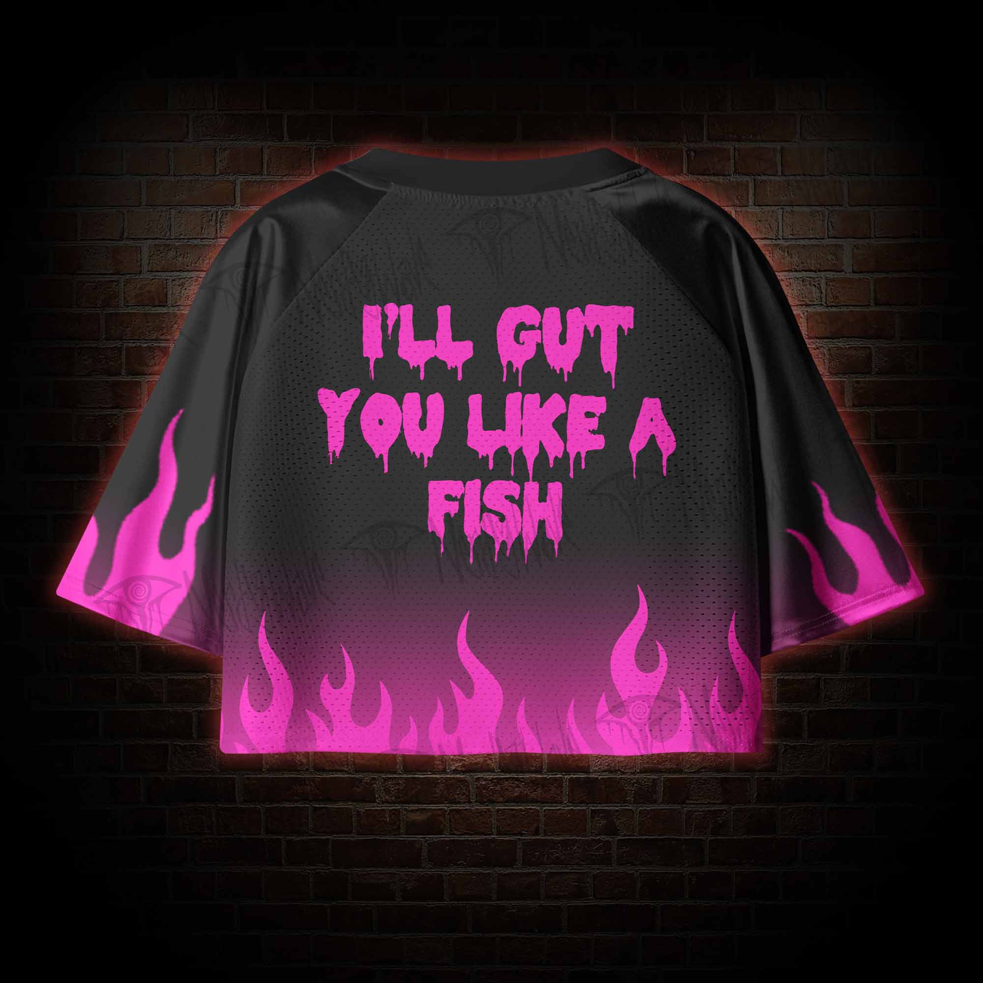 I'll Gut You Like a Fish Women's Cropped Splice Mesh Jersey