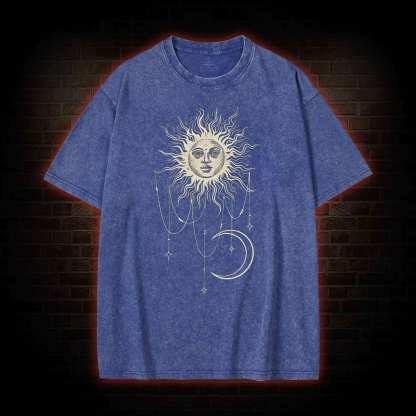 Vintage Celestial Sun and Moon Washed T-shirt