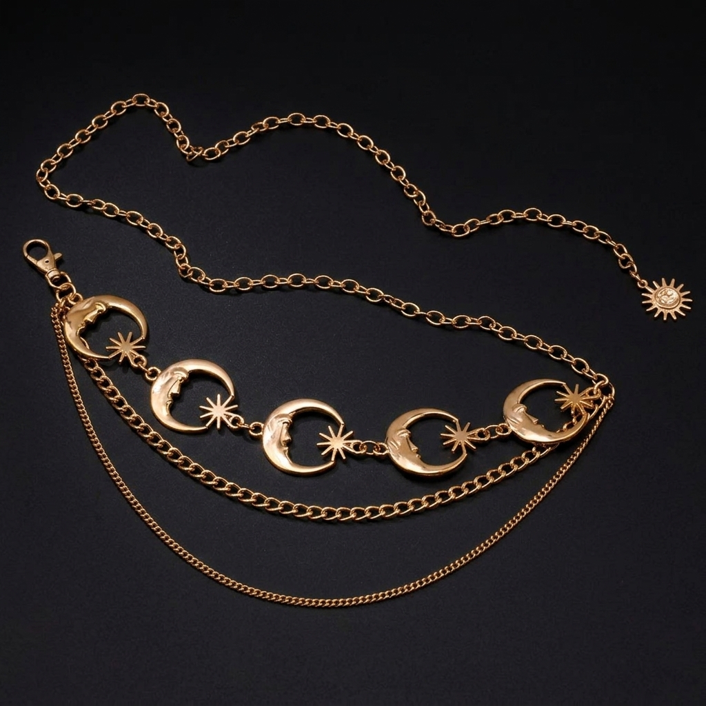 Gothic Moon Sun Chain Belt